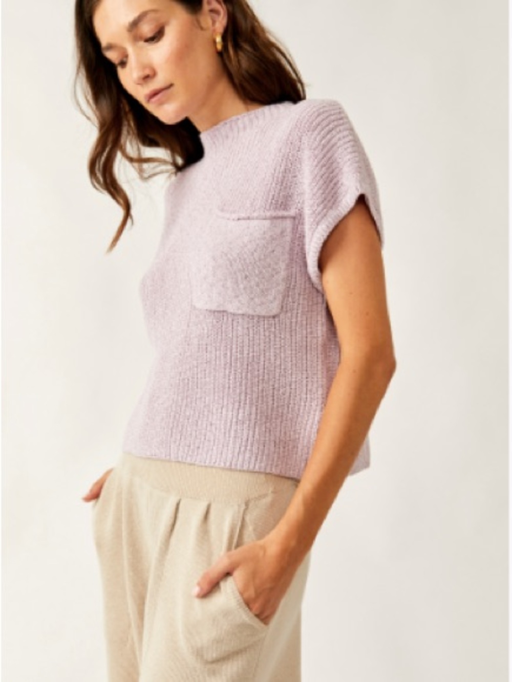 Free People Beach Freya Sweater Set Top Only | Lavender | Medium - Picture 3 of 9